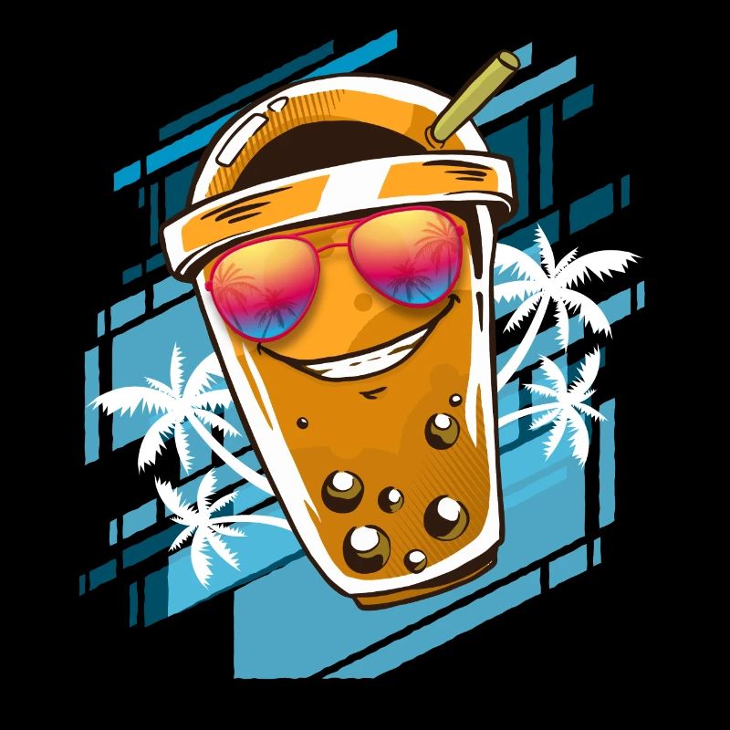 Summer Kawaii Bubble Tea mit Sonnenbrille Boba