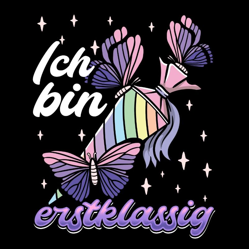 Schulkind Mädchen Einschulung mit Schmetterling