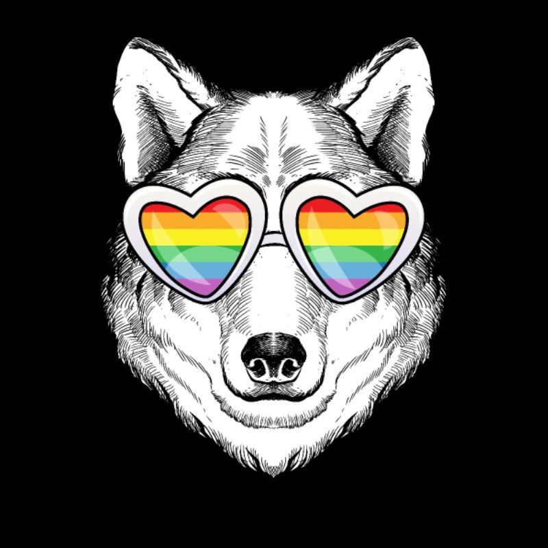 LGBTQ Rainbow Regenbogen Wolf Gay Pride Geschenk