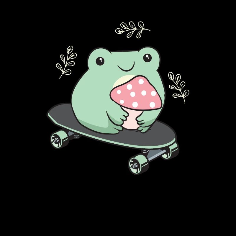 Cottagecore Aesthetic Kawaii Skateboarding Frog