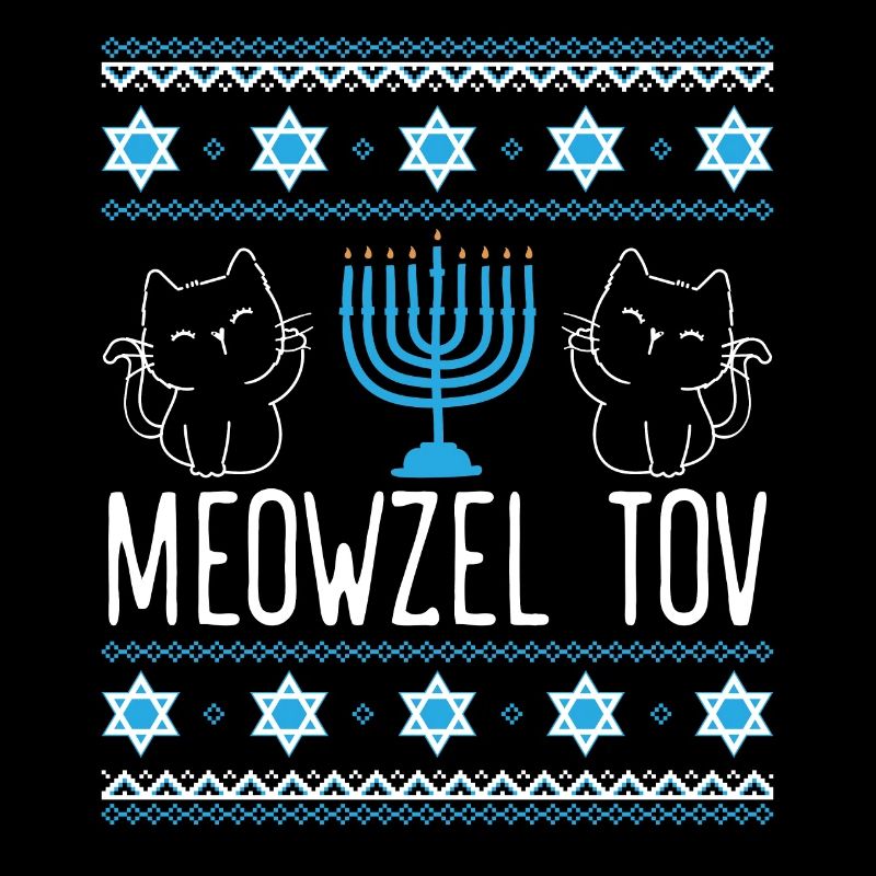 Meowzel Tov Menoarah Hanoukka Chat Chat Juif Kitty