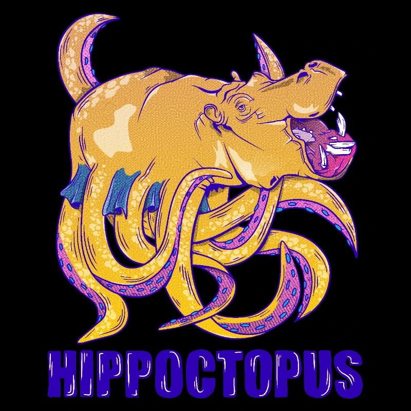 Funny hippo with tentacles