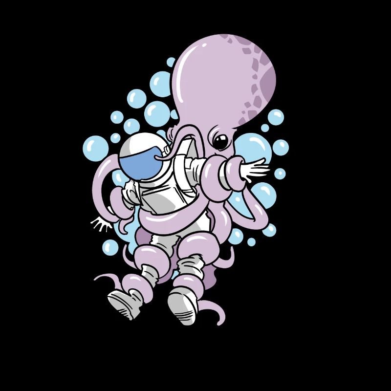 Large octopus octopus octopus eats astronaut