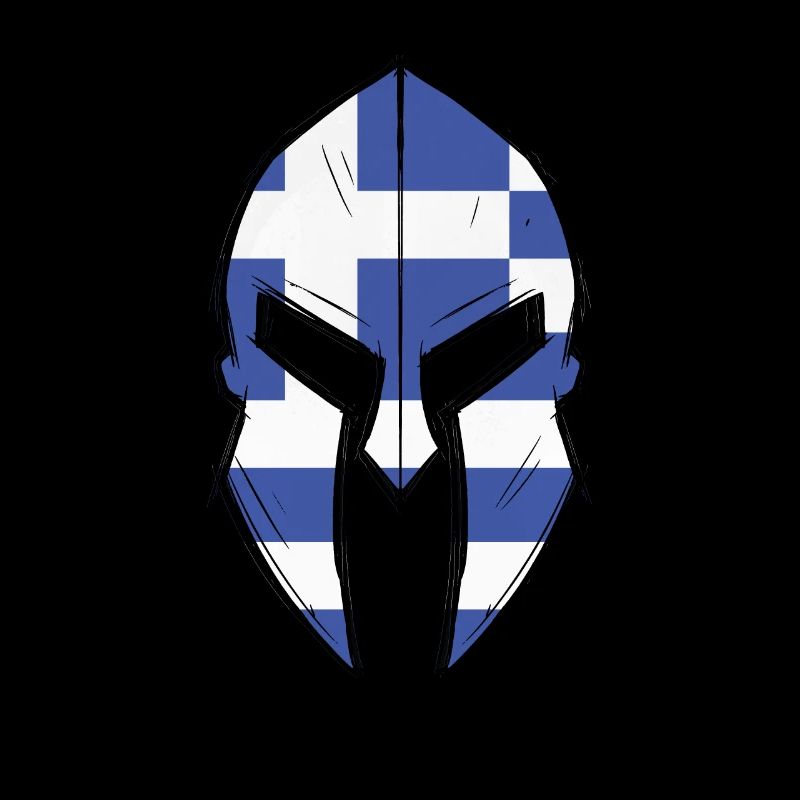 drapeau de la grèce dans le casque du guerrier spartiate
