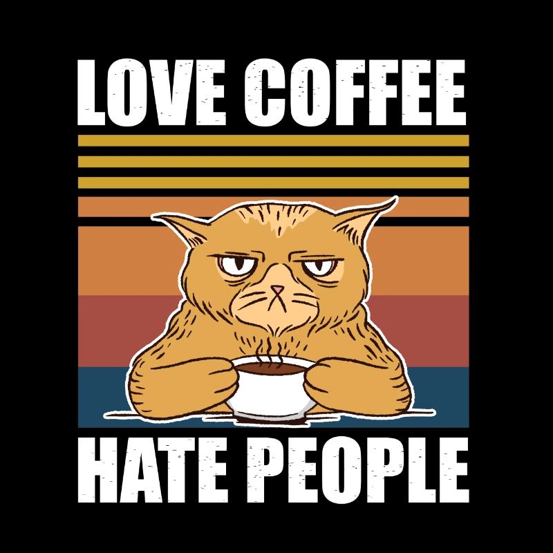 Love Coffee Hate People Funny Cat