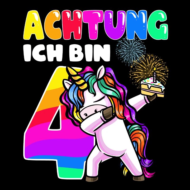 Vierter Geburtstag Mädchen 4 Jahre Einhorn