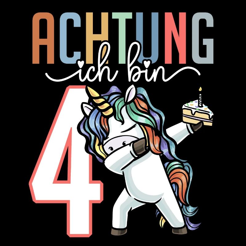 Vierter Geburtstag Mädchen 4 Jahre Einhorn