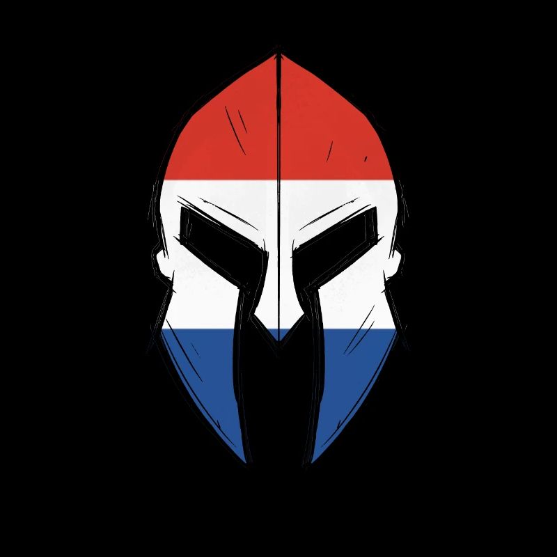 netherlands flag in Spartan warrior Helmet