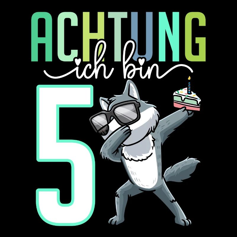 5. Geburtstag Junge Mädchen 5 Jahre Wolf
