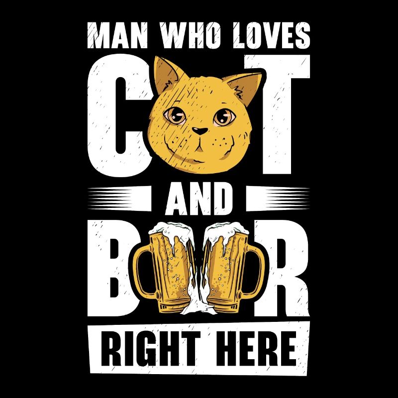 Mann, der Katzen und biertrinkende