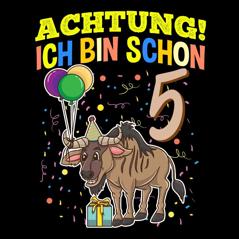 Achtung Ich Bin Schon 5 Tier Geburtstag Gnu