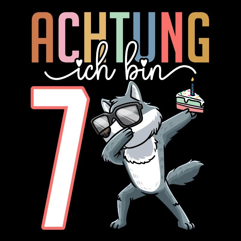 7. Geburtstag 7 Jahre Wolf Junge Mädchen