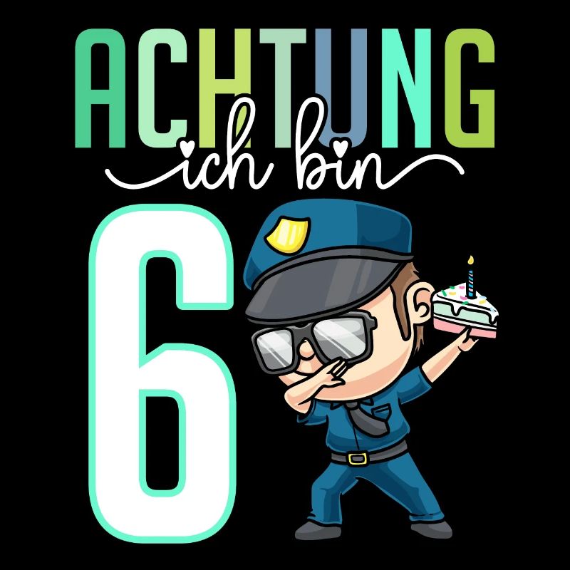 Sechster 6. Geburtstag Junge 6 Jahre Polizei