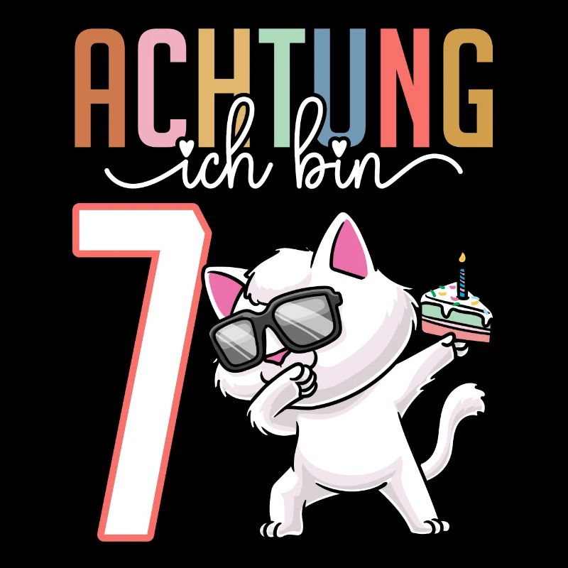 7. Geburtstag 7 Jahre Katze Junge Mädchen