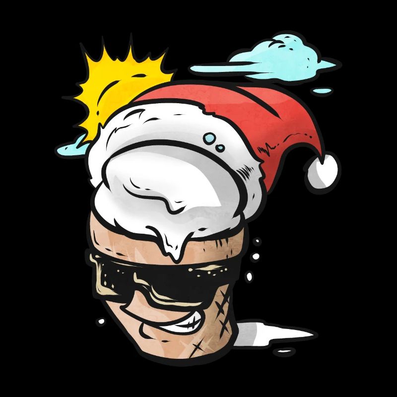 Crème glacée molle avec lunettes de soleil Santas Hat