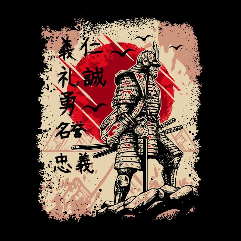 Samouraï guerrier japonais Épéiste Kanji