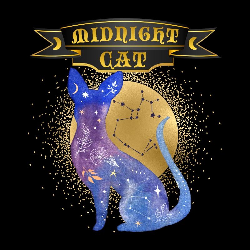 Katze Midnight-Cat Spruch Sternenhimmel Siam-Katze
