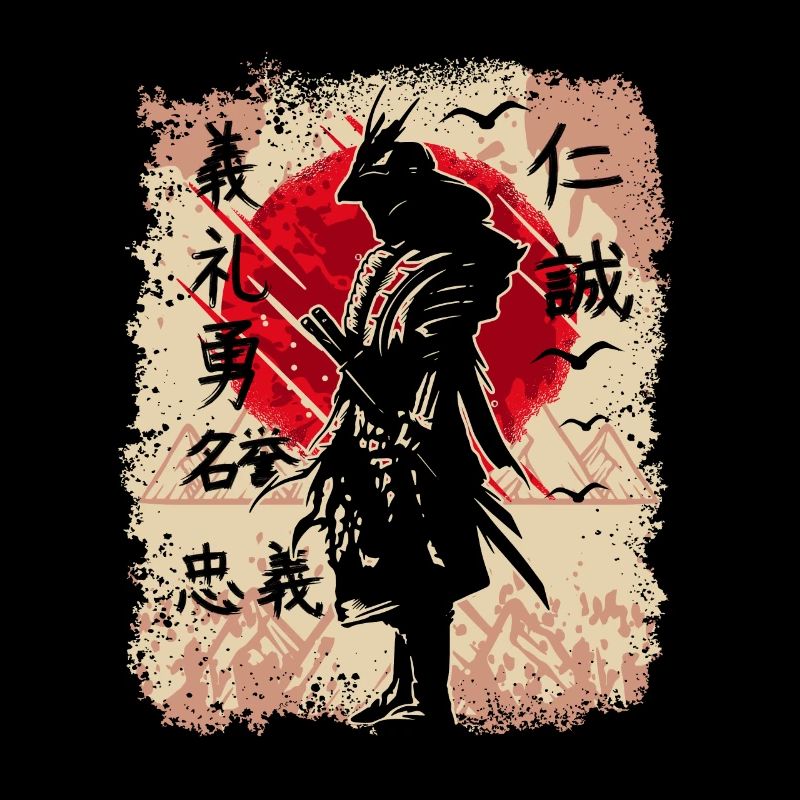 Samouraï guerrier japonais Épéiste Kanji