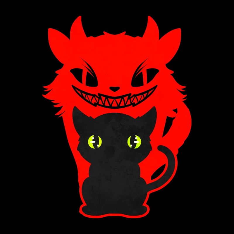 Cat With Evil Shadow For Halloween