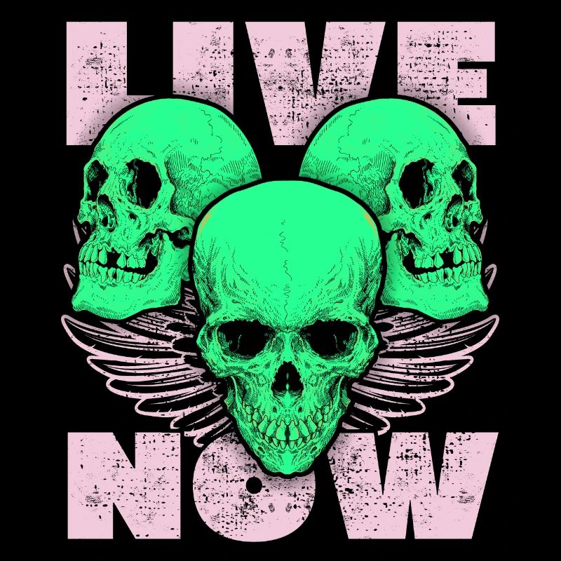 3 skulls, 3 skulls, angel wings saying