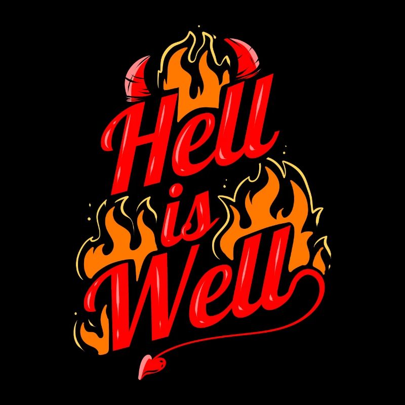 L’enfer est bien Flammes Devils Cornes et queue