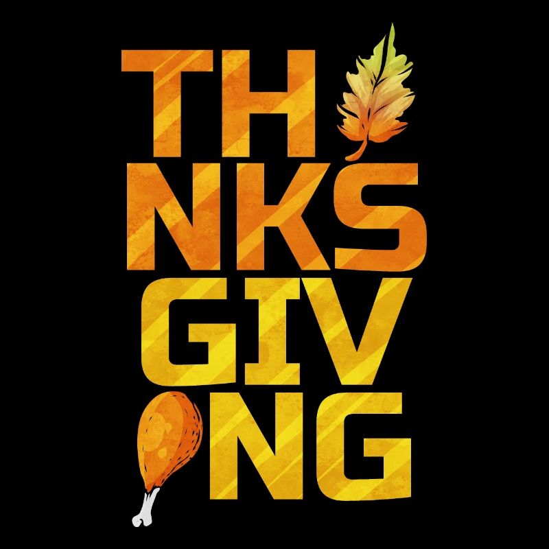 THNKSGVNG Leave And Drumstick Logo Thanksgiving
