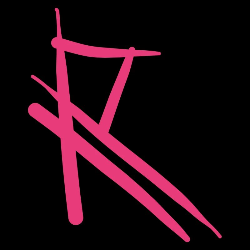Pinker R auf schwarzem T-Shirt