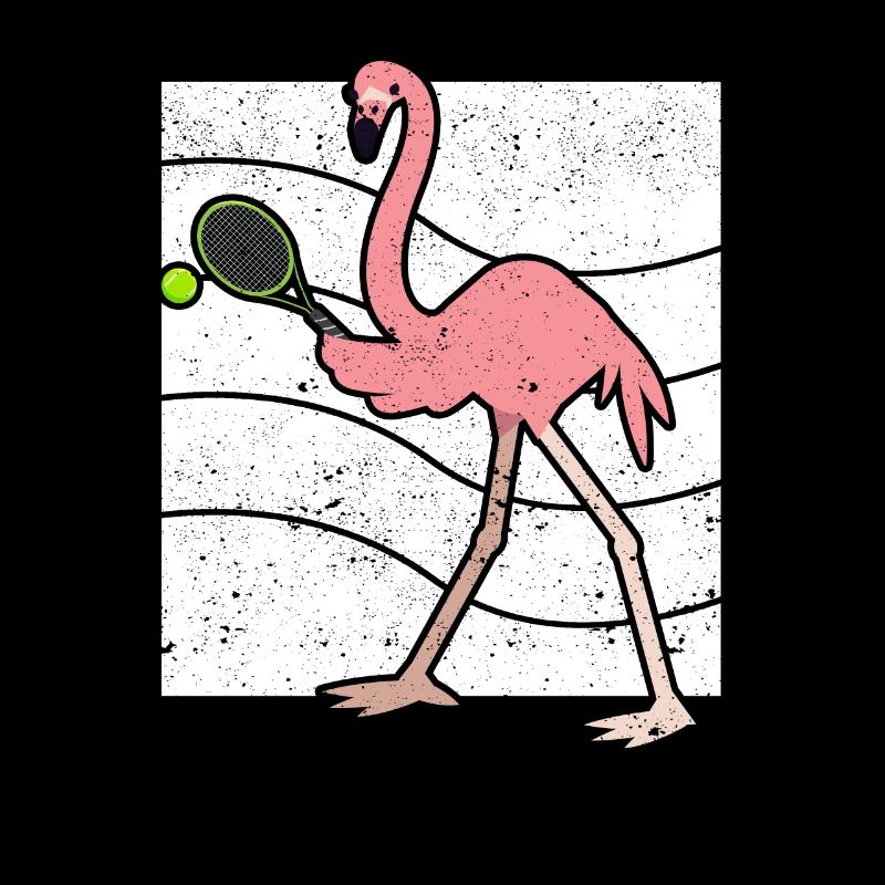 Flamingo playing tennis Funny bird player