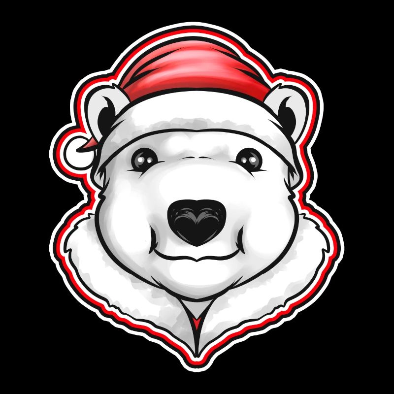 Polar Bear With Santas Hat For Christmas