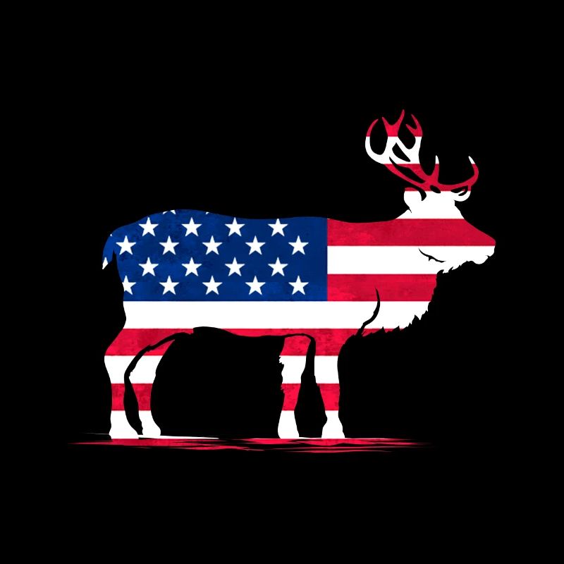 Patriotic US Flag Colored Moose Reindeer Elch