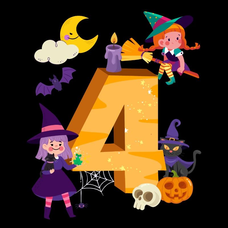 4th birthday witch broom 4 years old child