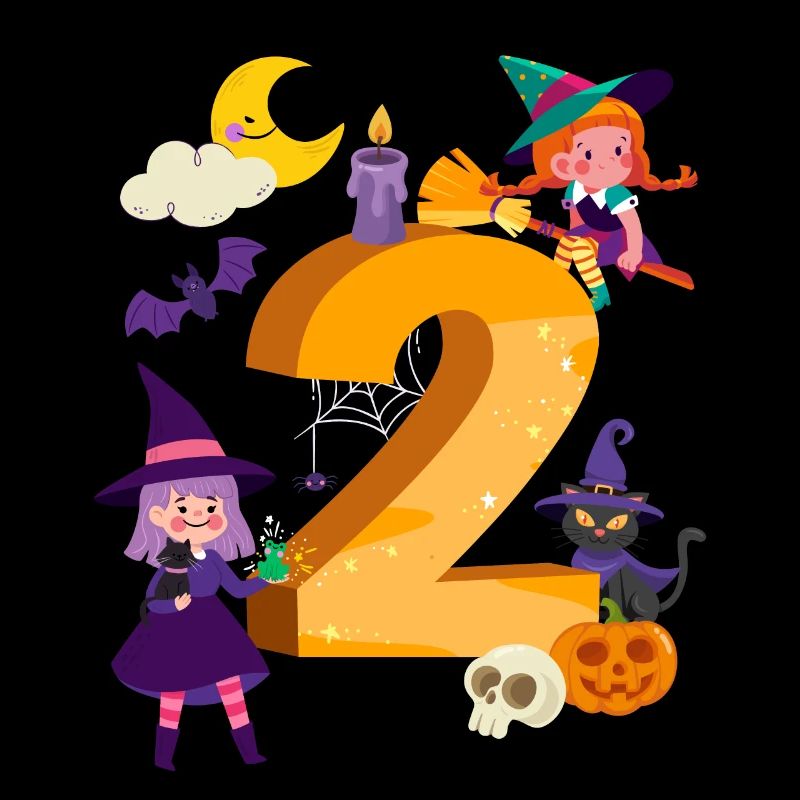 2nd Birthday Witch Broom 2 Years Old Child