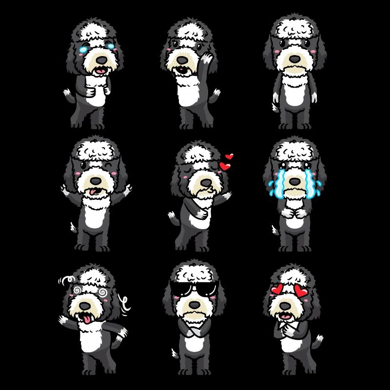 Émoticône Sheepadoodle Dog Kawaii