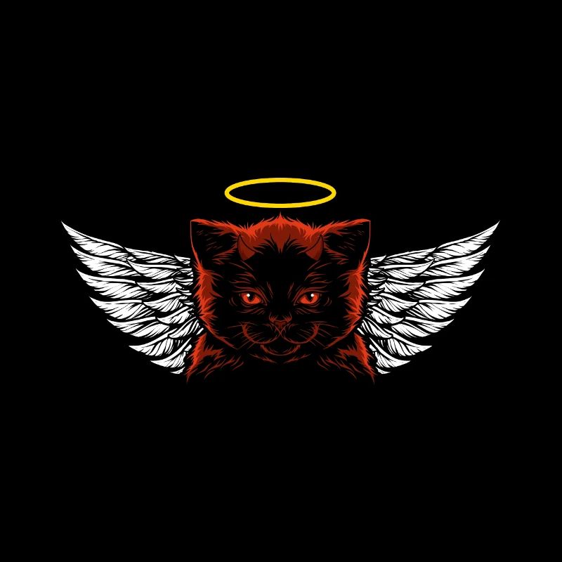 Angel and devil cat