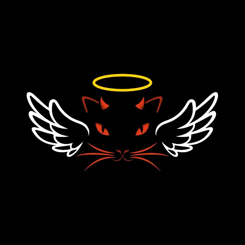 Angel and devil cat