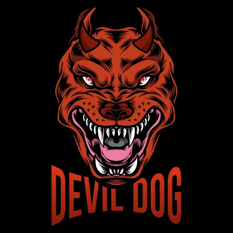 Devil dog with sharp teeth
