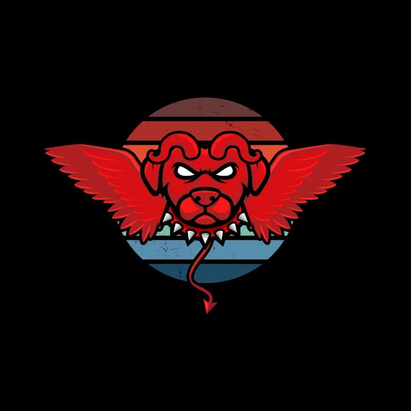 Cool devil dog in retro sun