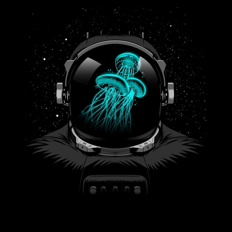 astronaut reflecting jellyfish