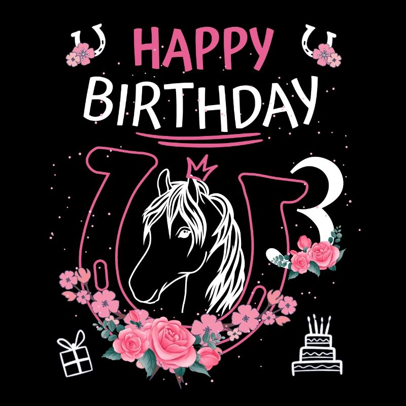 Pferde Geburtstag - Mädchen reiten Hufeisen 3
