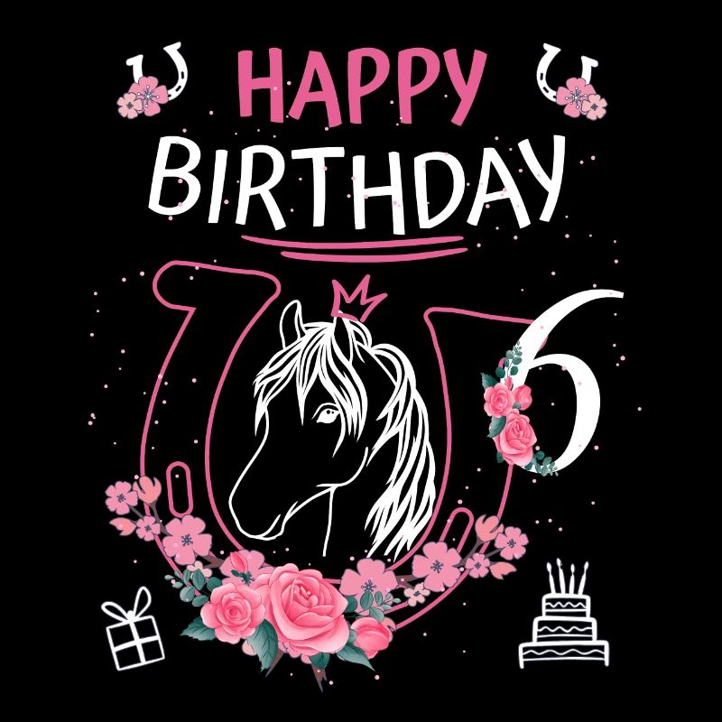 Pferde Geburtstag - Mädchen reiten Hufeisen 6