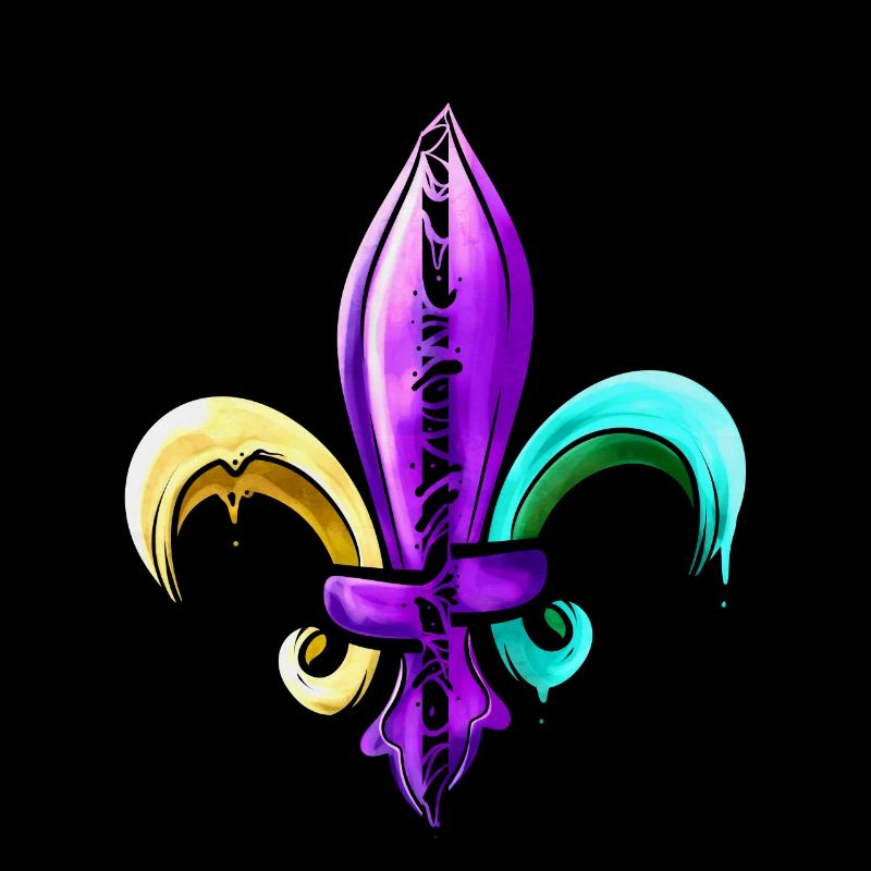 Fleur de lis dorée, violette et verte