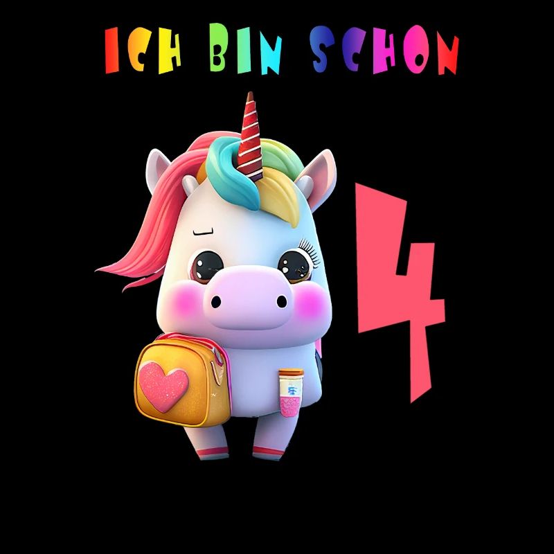 Ich bin schon 4 Süsses Einhorn mit Rucksack Motiv