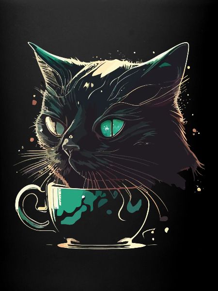 Cat Drinking Coffee
