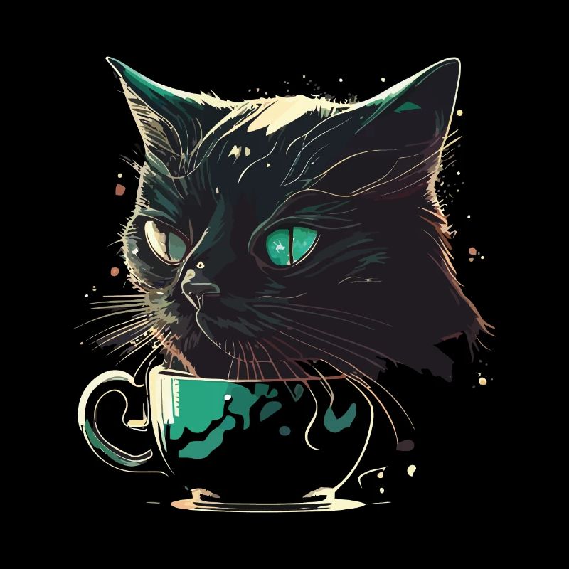 Cat Drinking Coffee
