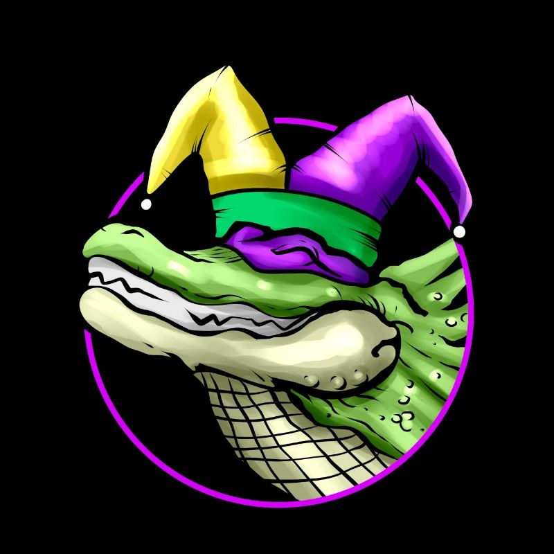 Crocodile avec Jester Hat pour Mardi Gras