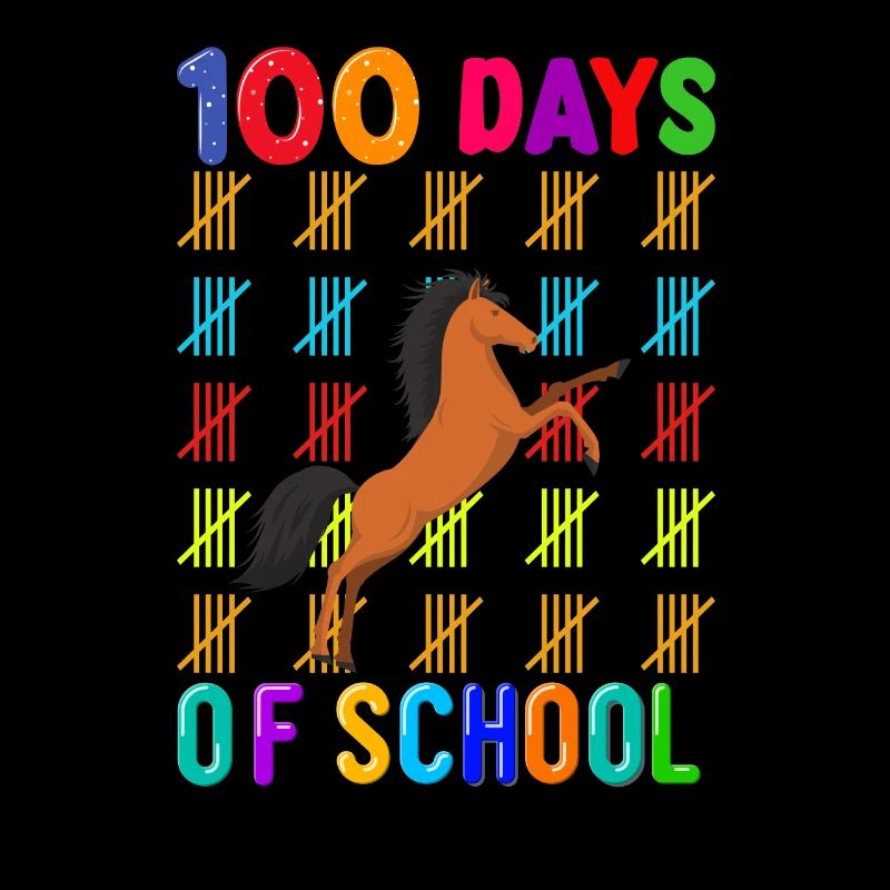100 Tage Schule Schulkind Schulanfänger Pferde