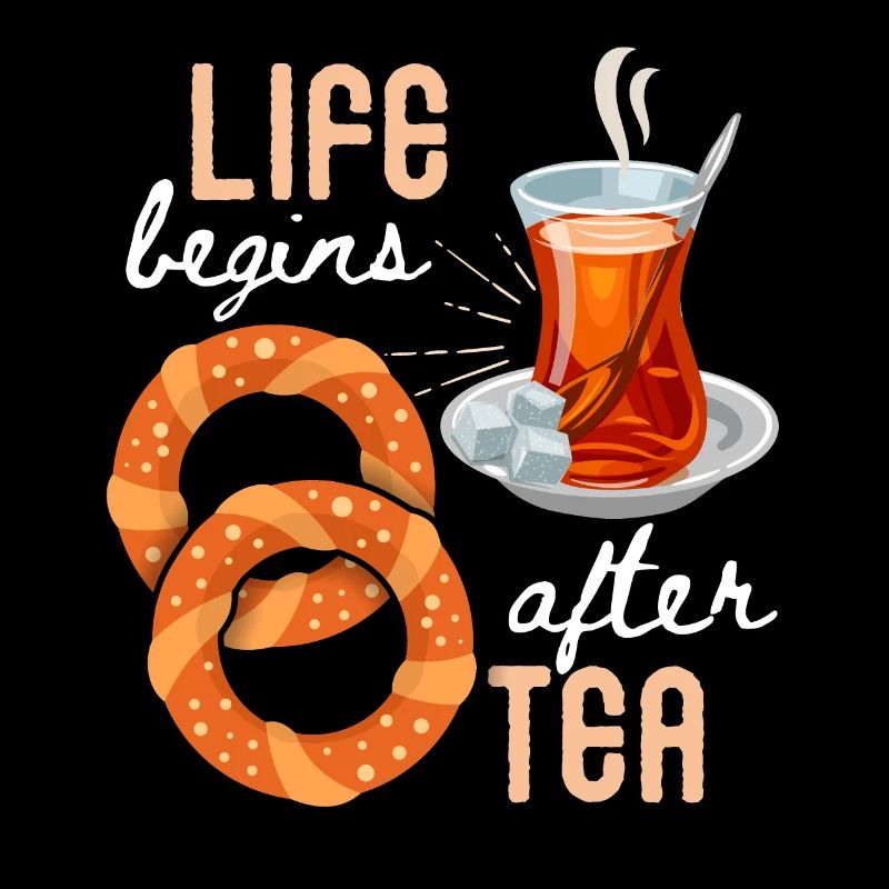 Türkischer Tee, Teetrinker, Simit, lustiger Spruch