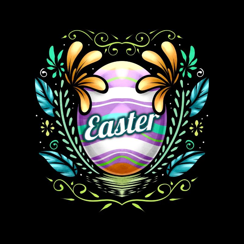 Easter Egg With Ornaments And Feathers on Easter