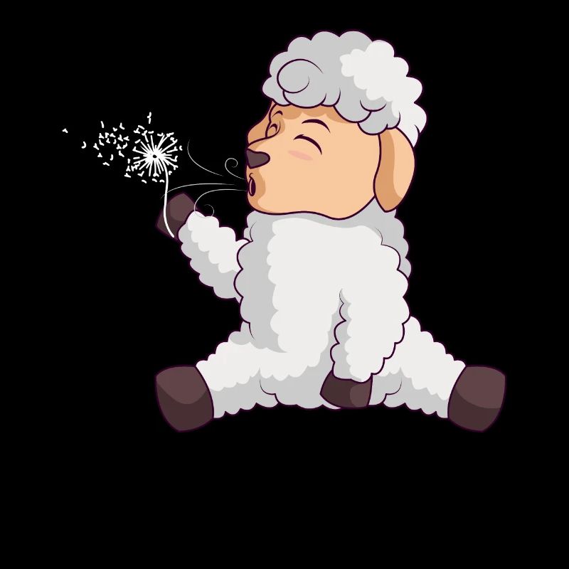 Cute sheep blows dandelion sheep