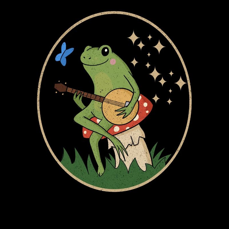 Cottagecore Aesthetic Banjo Frog Toadstool